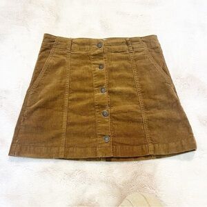 FOREVER 21 Brown Corduroy Mini Skirt with Front Buttons Size Medium